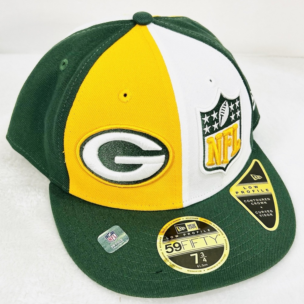 Green Bay Packers New Era Pinwheel NFL Low Profile 59FIFTY Fitted Hat Cap 7 3/4